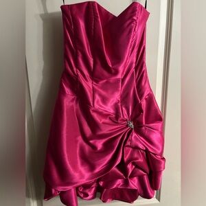 Jessica McClinton for Gunne Sax Pink Satin Dress with Rhinestone Details